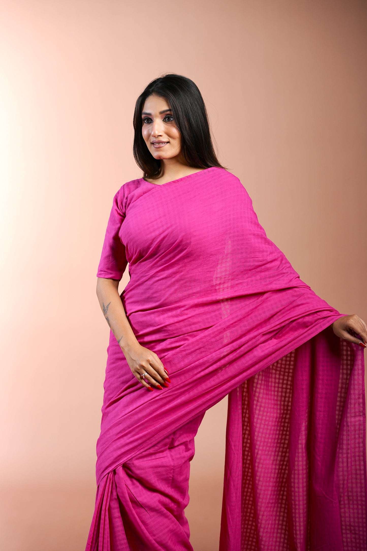 Raspberry Handloom Saree