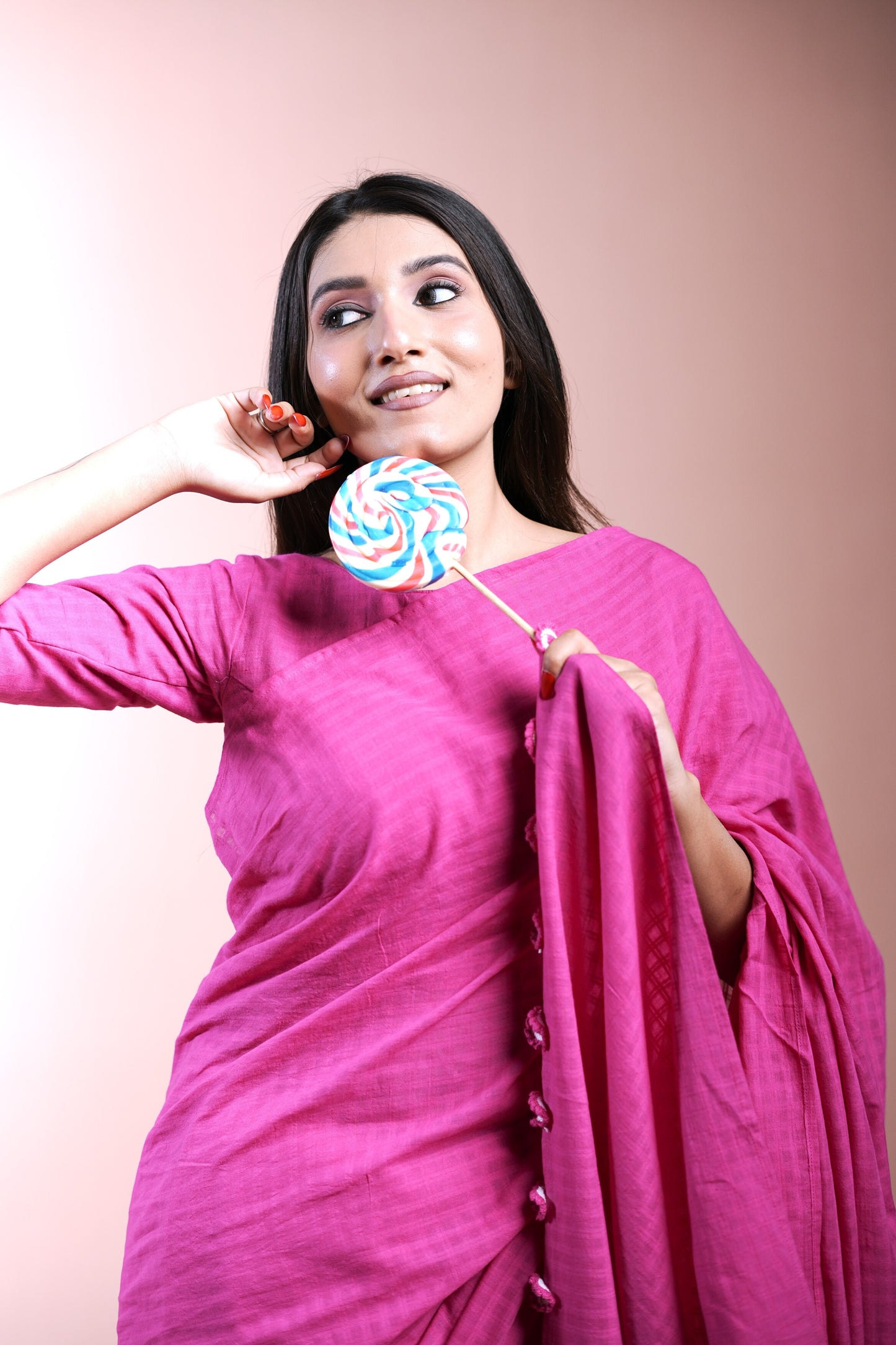 Raspberry Handloom Saree